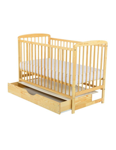 BN-BOOLA10CM02NT,BabyNeeds - Patut din lemn Ola 120x60 cm, Cu sertar cu capac, Din lemn de pin si mdf, Stabil si rezistent, Inal