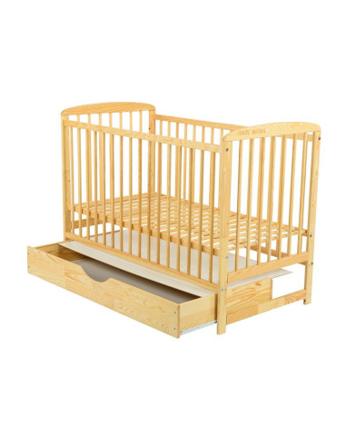 BN-BOOLA10CM02NT,BabyNeeds - Patut din lemn Ola 120x60 cm, Cu sertar cu capac, Din lemn de pin si mdf, Stabil si rezistent, Inal