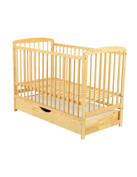 BN-BOOLA10CM02NT,BabyNeeds - Patut din lemn Ola 120x60 cm, Cu sertar cu capac, Din lemn de pin si mdf, Stabil si rezistent, Inal