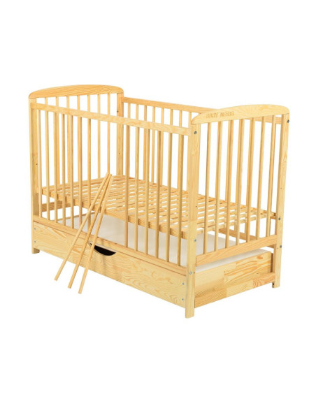 BN-BOOLA10CM02NT,BabyNeeds - Patut din lemn Ola 120x60 cm, Cu sertar cu capac, Din lemn de pin si mdf, Stabil si rezistent, Inal