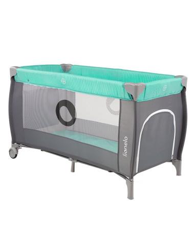 BN-LO-SvenPlus_Tq/Grey,Lionelo - Patut pliant cu doua nivele Sven Plus, 120x60 cm, arcada jucarii, masuta de infasat, vibratii, 