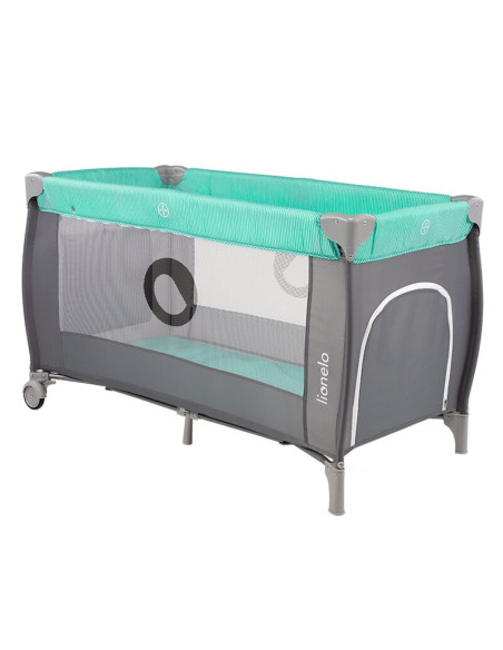 BN-LO-SvenPlus_Tq/Grey,Lionelo - Patut pliant cu doua nivele Sven Plus, 120x60 cm, arcada jucarii, masuta de infasat, vibratii, 