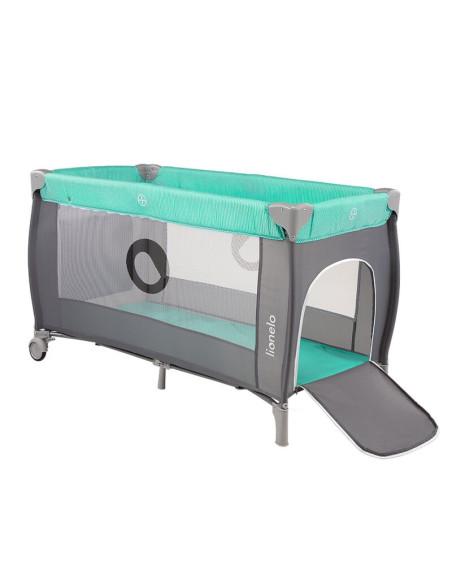 BN-LO-SvenPlus_Tq/Grey,Lionelo - Patut pliant cu doua nivele Sven Plus, 120x60 cm, arcada jucarii, masuta de infasat, vibratii, 