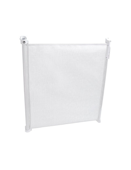 BN-LO-Tulia_White,Lionelo - Poarta de siguranta cu suruburi Tulia, Textila, Retractabila din Poliester, 140 cm, Conform cu stand