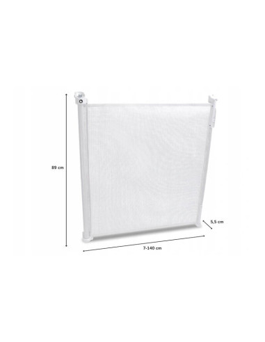 BN-LO-Tulia_White,Lionelo - Poarta de siguranta cu suruburi Tulia, Textila, Retractabila din Poliester, 140 cm, Conform cu stand