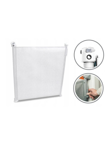 BN-LO-Tulia_White,Lionelo - Poarta de siguranta cu suruburi Tulia, Textila, Retractabila din Poliester, 140 cm, Conform cu stand