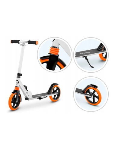 BN-LO-LUCA_White/Orange,Lionelo - Trotineta Luca, Copii/Adulti, Pliabila, Pana la 100 Kg, Conform cu standardul european de secu