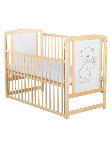 BN-BOTIM03NT,BabyNeeds - Patut din lemn Timmi 120x60 cm, Cu laterala culisanta, Din lemn de pin si mdf, Stabil si rezistent, Ina