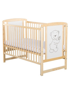 BN-BOTIM03NT,BabyNeeds - Patut din lemn Timmi 120x60 cm, Cu laterala culisanta, Din lemn de pin si mdf, Stabil si rezistent, Ina 2