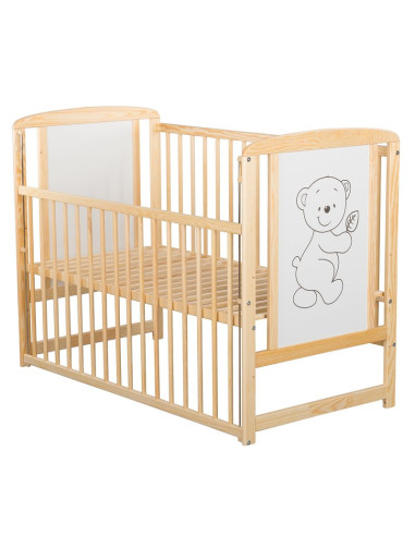 BN-BOTIM03NT,BabyNeeds - Patut din lemn Timmi 120x60 cm, Cu laterala culisanta, Din lemn de pin si mdf, Stabil si rezistent, Ina