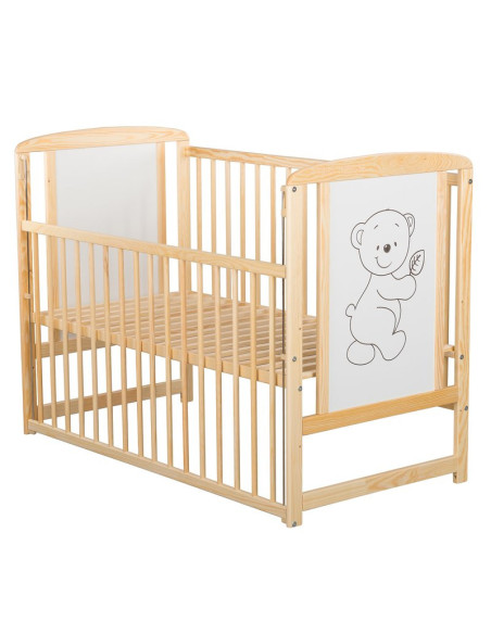 BN-BOTIM03NT,BabyNeeds - Patut din lemn Timmi 120x60 cm, Cu laterala culisanta, Din lemn de pin si mdf, Stabil si rezistent, Ina