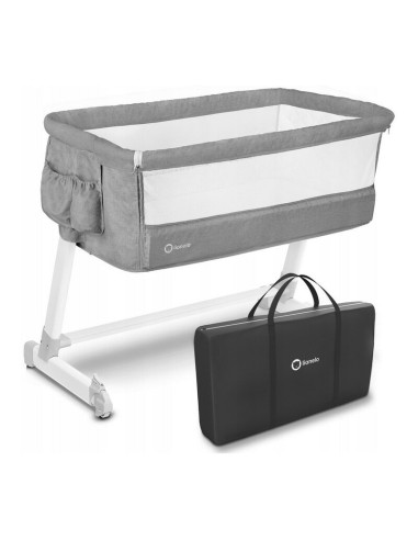 BN-LO-THEO_Grey,Lionelo - Patut co-sleeper Theo 2 in 1, Cu setare unghiulara, Reglabil in 5 pozitii pe inaltime, Conform cu stan