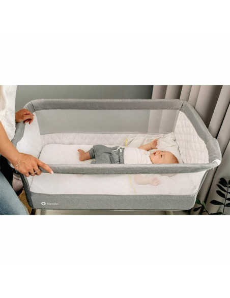 BN-LO-THEO_Grey,Lionelo - Patut co-sleeper Theo 2 in 1, Cu setare unghiulara, Reglabil in 5 pozitii pe inaltime, Conform cu stan