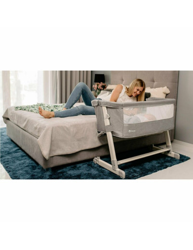 BN-LO-THEO_Grey,Lionelo - Patut co-sleeper Theo 2 in 1, Cu setare unghiulara, Reglabil in 5 pozitii pe inaltime, Conform cu stan