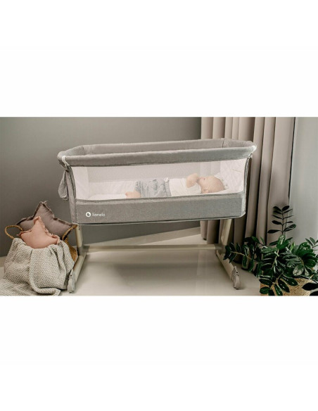 BN-LO-THEO_Grey,Lionelo - Patut co-sleeper Theo 2 in 1, Cu setare unghiulara, Reglabil in 5 pozitii pe inaltime, Conform cu stan
