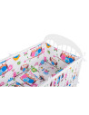 BN-BN110,BabyNeeds - Lenjerie patut 5 piese, Cu doua protectii laterale, Pernuta, Plapumioara, Cearceaf, Din bumbac, Pentru patu