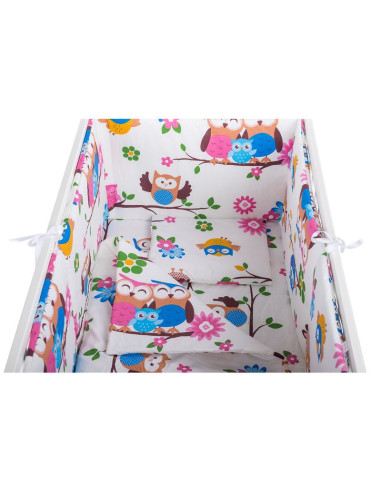 BN-BN110,BabyNeeds - Lenjerie patut 5 piese, Cu doua protectii laterale, Pernuta, Plapumioara, Cearceaf, Din bumbac, Pentru patu