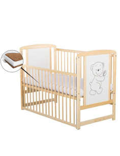 BN-BOTIM10CM03NT,BabyNeeds - Patut din lemn Timmi 120x60 cm, Cu laterala culisanta, Din lemn de pin si mdf, Stabil si rezistent,