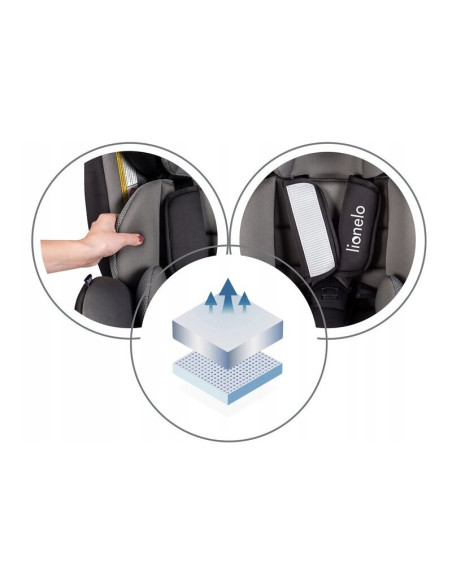 BN-LO-BASTIAAN_GREY,Lionelo - Scaun auto Bastiaan Pozitie de somn, Rotire 360 grade, 0-36 Kg, Cu Isofix si Centura Top Tether, C