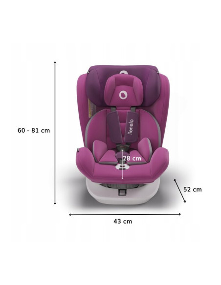 BN-LO-BASTIAAN_VIOLET,Lionelo - Scaun auto Bastiaan Pozitie de somn, Rotire 360 grade, 0-36 Kg, Cu Isofix si Centura Top Tether,