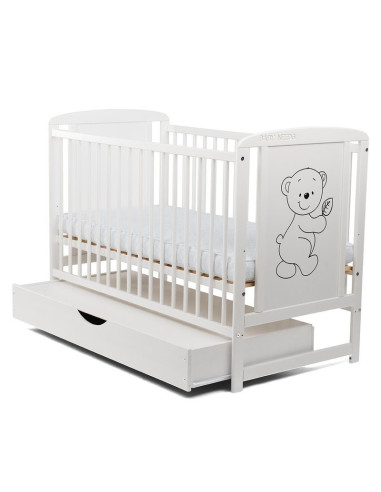 BN-BOTIM8CM02AL,BabyNeeds - Patut din lemn Timmi 120x60 cm, Cu sertar cu capac, Din lemn de pin si mdf, Stabil si rezistent, Ina