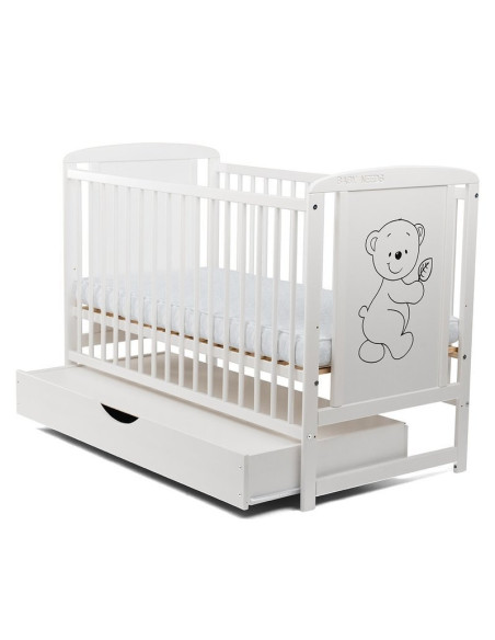 BN-BOTIM8CM02AL,BabyNeeds - Patut din lemn Timmi 120x60 cm, Cu sertar cu capac, Din lemn de pin si mdf, Stabil si rezistent, Ina
