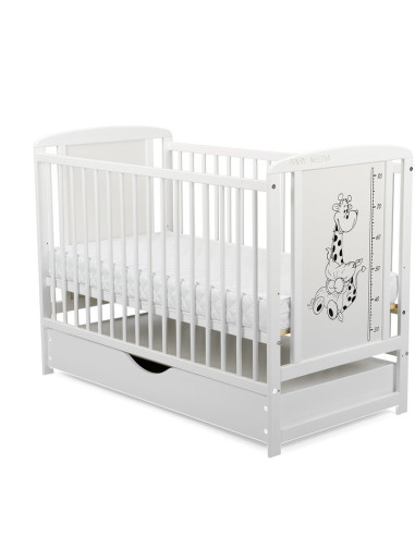 BN-BOTIMG02AL,BabyNeeds - Patut din lemn Timmi Girafa 120x60 cm, Cu sertar cu capac, Din lemn de pin si mdf, Stabil si rezistent