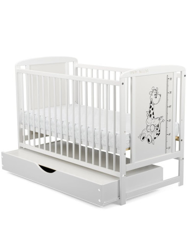 BN-BOTIMG02AL,BabyNeeds - Patut din lemn Timmi Girafa 120x60 cm, Cu sertar cu capac, Din lemn de pin si mdf, Stabil si rezistent