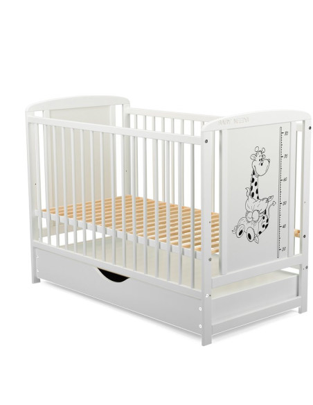 BN-BOTIMG02AL,BabyNeeds - Patut din lemn Timmi Girafa 120x60 cm, Cu sertar cu capac, Din lemn de pin si mdf, Stabil si rezistent