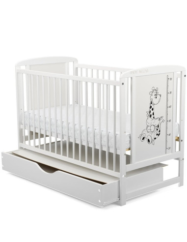 BN-BOTIMG02AL,BabyNeeds - Patut din lemn Timmi Girafa 120x60 cm, Cu sertar cu capac, Din lemn de pin si mdf, Stabil si rezistent