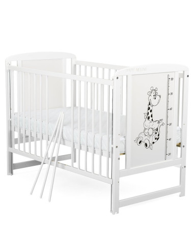 BN-BOTIMG10CM03AL,BabyNeeds - Patut din lemn Timmi Girafa 120x60 cm, Cu laterala culisanta, Din lemn de pin si mdf, Stabil si re