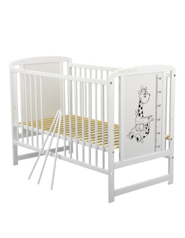 BN-BOTIMG10CM03AL,BabyNeeds - Patut din lemn Timmi Girafa 120x60 cm, Cu laterala culisanta, Din lemn de pin si mdf, Stabil si re