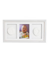 BN-BH_DMF_White,Baby HandPrint - Kit mulaj cu dubla amprenta, Double Memory Frame, Cu rama foto 10x15 cm, Non-toxic, Conform cu