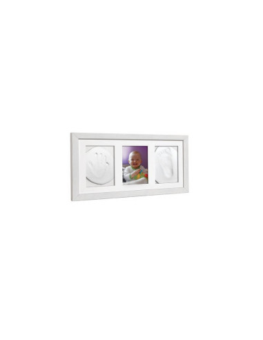 BN-BH_DMF_White,Baby HandPrint - Kit mulaj cu dubla amprenta, Double Memory Frame, Cu rama foto 10x15 cm, Non-toxic, Conform cu 