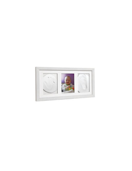 BN-BH_DMF_White,Baby HandPrint - Kit mulaj cu dubla amprenta, Double Memory Frame, Cu rama foto 10x15 cm, Non-toxic, Conform cu 