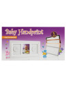 BN-BH_DMF_White,Baby HandPrint - Kit mulaj cu dubla amprenta, Double Memory Frame, Cu rama foto 10x15 cm, Non-toxic, Conform cu