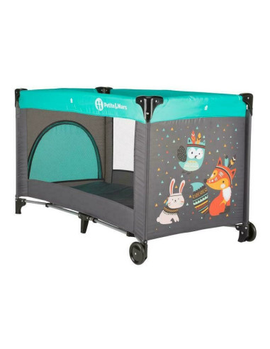 BN-921461,Petite&Mars - Patut pliant cu un nivel, Cu intrare laterala cu fermoar, 2 roti, 120x60 cm, Conform cu standardele euro