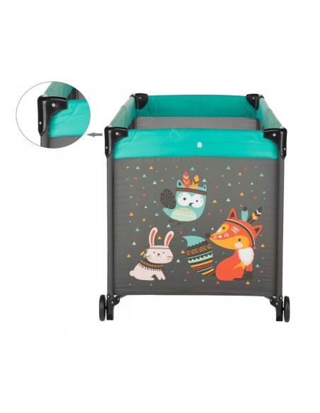 BN-921461,Petite&Mars - Patut pliant cu un nivel, Cu intrare laterala cu fermoar, 2 roti, 120x60 cm, Conform cu standardele euro