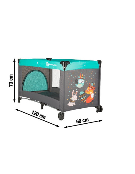 BN-921461,Petite&Mars - Patut pliant cu un nivel, Cu intrare laterala cu fermoar, 2 roti, 120x60 cm, Conform cu standardele euro