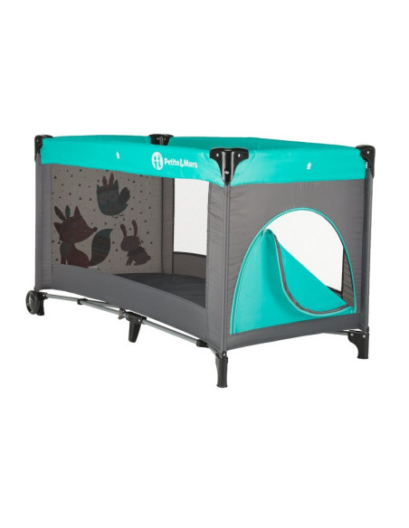 BN-921461,Petite&Mars - Patut pliant cu un nivel, Cu intrare laterala cu fermoar, 2 roti, 120x60 cm, Conform cu standardele euro