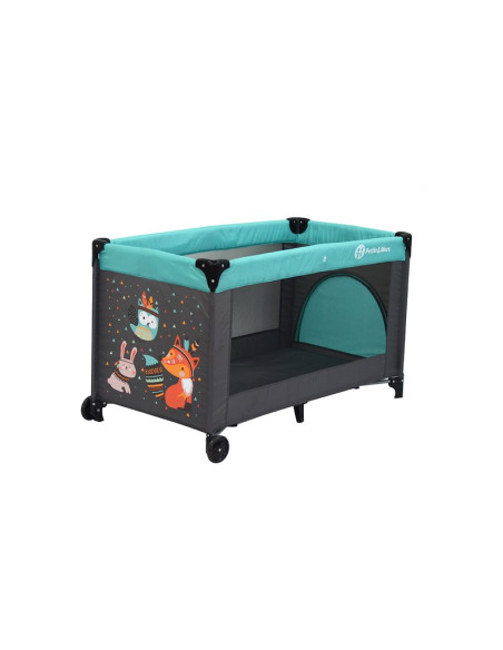 BN-921461,Petite&Mars - Patut pliant cu un nivel, Cu intrare laterala cu fermoar, 2 roti, 120x60 cm, Conform cu standardele euro