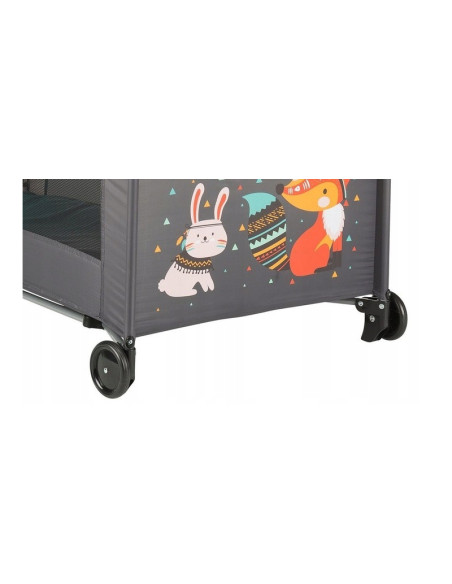 BN-921461,Petite&Mars - Patut pliant cu un nivel, Cu intrare laterala cu fermoar, 2 roti, 120x60 cm, Conform cu standardele euro
