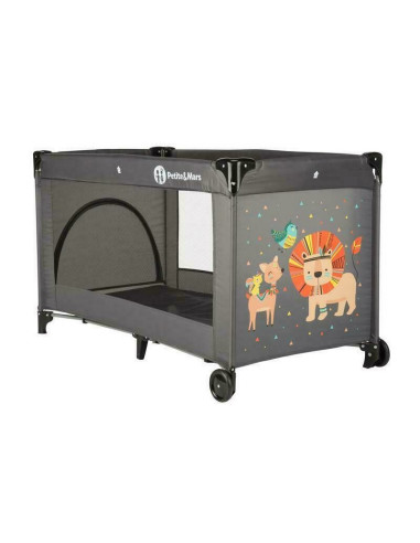 BN-921902,Petite&Mars - Patut pliant cu un nivel, Cu intrare laterala cu fermoar, 2 roti, 120x60 cm, Conform cu standardele euro