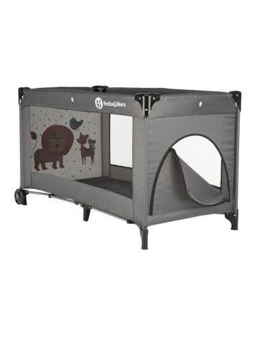 BN-921902,Petite&Mars - Patut pliant cu un nivel, Cu intrare laterala cu fermoar, 2 roti, 120x60 cm, Conform cu standardele euro