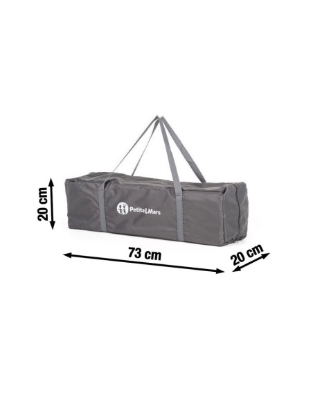 BN-921902,Petite&Mars - Patut pliant cu un nivel, Cu intrare laterala cu fermoar, 2 roti, 120x60 cm, Conform cu standardele euro