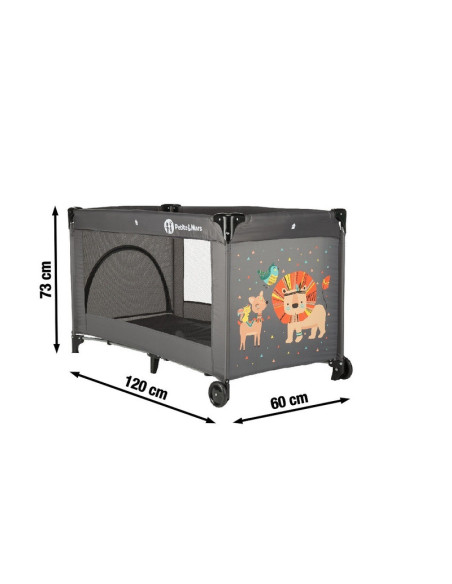 BN-921902,Petite&Mars - Patut pliant cu un nivel, Cu intrare laterala cu fermoar, 2 roti, 120x60 cm, Conform cu standardele euro