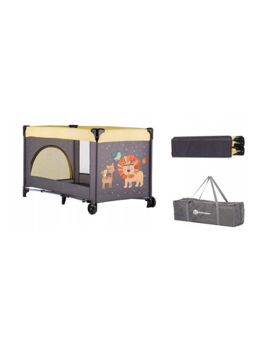 BN-921460,Petite&Mars - Patut pliant cu un nivel, Cu intrare laterala cu fermoar, 2 roti, 120x60 cm, Conform cu standardele euro