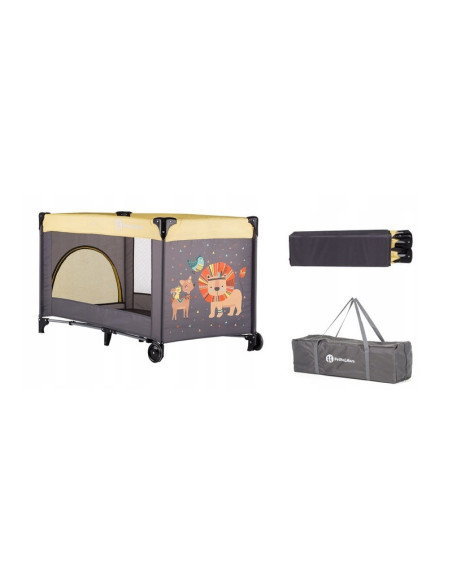 BN-921460,Petite&Mars - Patut pliant cu un nivel, Cu intrare laterala cu fermoar, 2 roti, 120x60 cm, Conform cu standardele euro