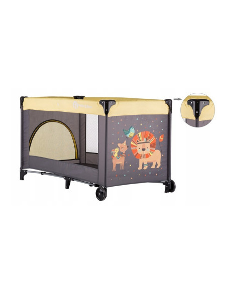 BN-921460,Petite&Mars - Patut pliant cu un nivel, Cu intrare laterala cu fermoar, 2 roti, 120x60 cm, Conform cu standardele euro
