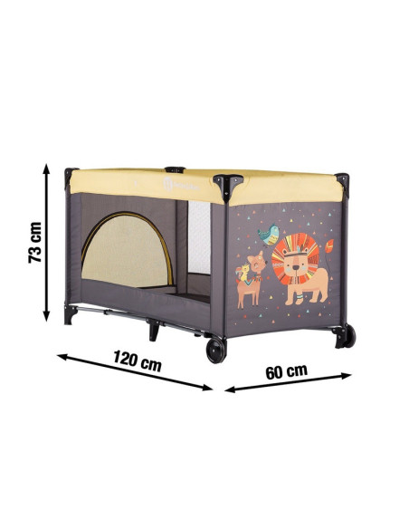 BN-921460,Petite&Mars - Patut pliant cu un nivel, Cu intrare laterala cu fermoar, 2 roti, 120x60 cm, Conform cu standardele euro